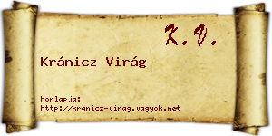 Kránicz Virág névjegykártya